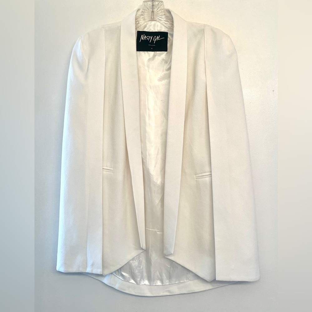 Nasty Gal White Cape Jacket Structured Formal Design